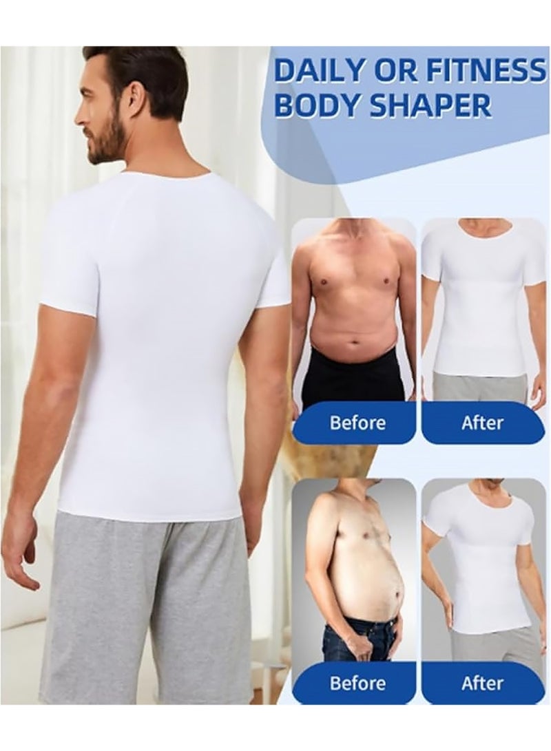 يوجي الرجال جسم التخسيس شكل ضغط قميص لللياقة البدنية شكل الرجال النساء البطن ضغط التحكم في البطن التخسيس تي شيرت قميص دبابة أعلى (XL) - Image 5